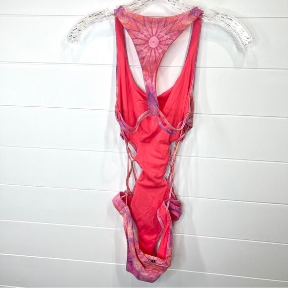 Ale by Alessandra Strappy Sexy Monokini Island Fire Pink Tie Dye XS Revolve - Picture 7 of 11